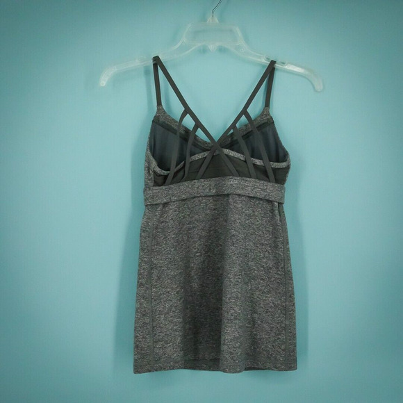 Lululemon Size 4 Just Breathe Gray Cris Cross Strappy Back Attached Bra Tank Top - Picture 4 of 5